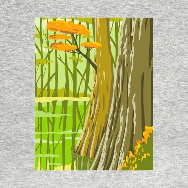 Congaree National Park in Columbia South Carolina United States WPA Poster Art Color by retrovectors